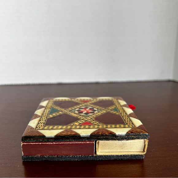 Wooden Marquetry Lacquered Mosaic Wood Inlay Matchbox Holder - Picture 8 of 8